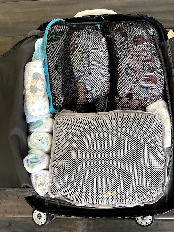 diapers in luggage